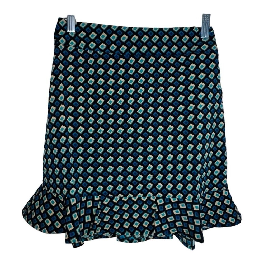 Band‎ of The Free COLETTE TEAL DIAMOND MINI A Line Ruffle SKIRT Women Small New - Picture 2 of 9